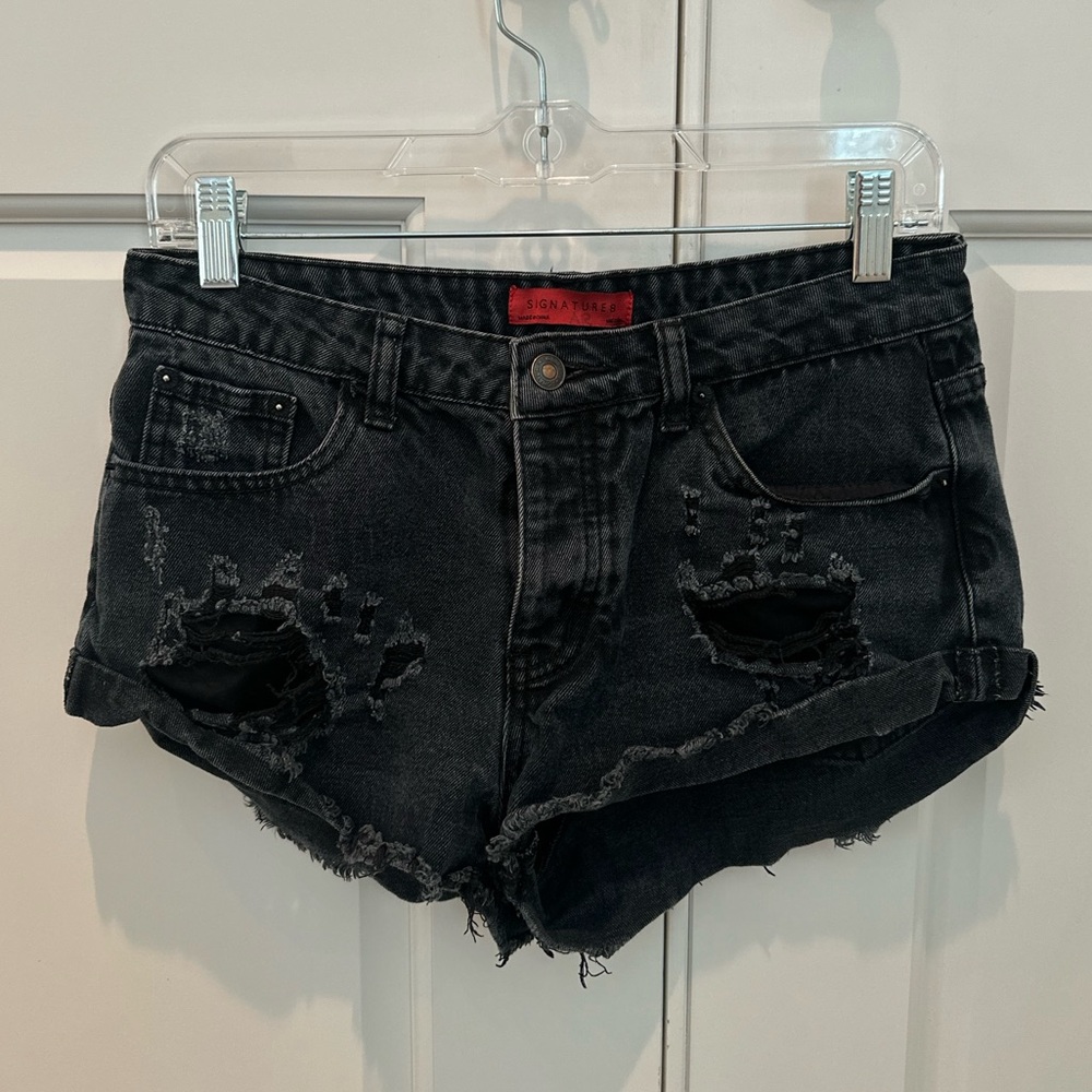 Signature 8 Black Denim Jean Shorts